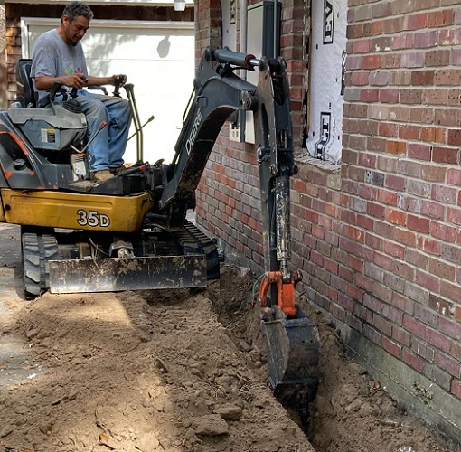 trench excavation for sewer line repair