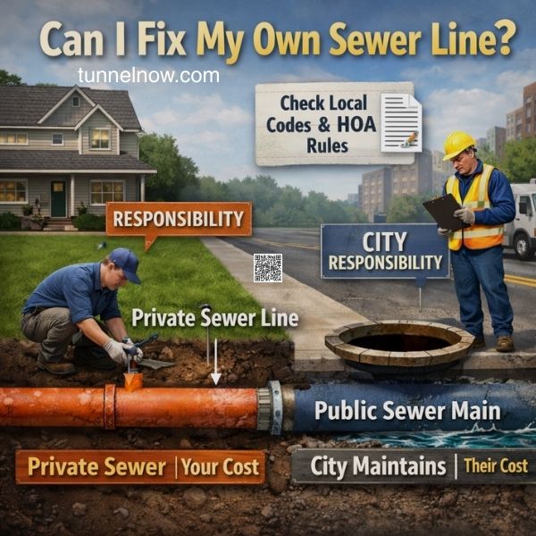 Image showing plumber repairing or replacing a main sewer line in Houston